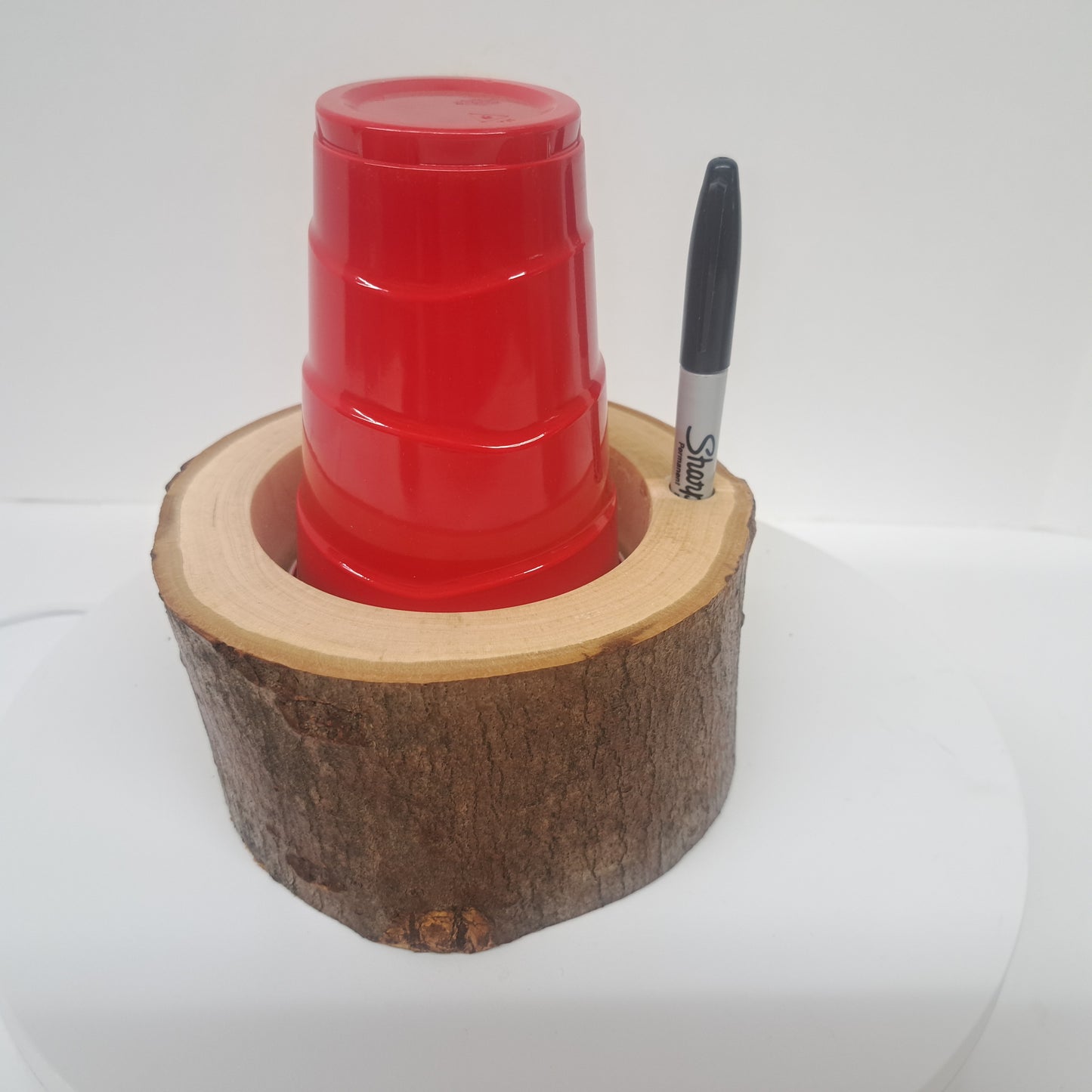 #131 Live Edge Maple cup dispenser with marker holder